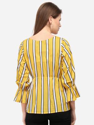 Yellow printed crepe party-tops 4