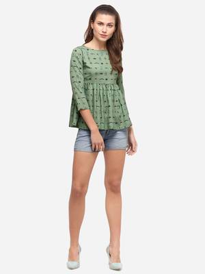 Green printed crepe party-tops 1