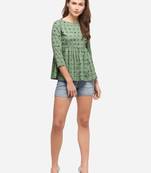 Green printed crepe party-tops