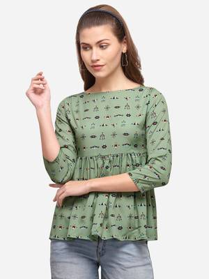 Green printed crepe party-tops 2