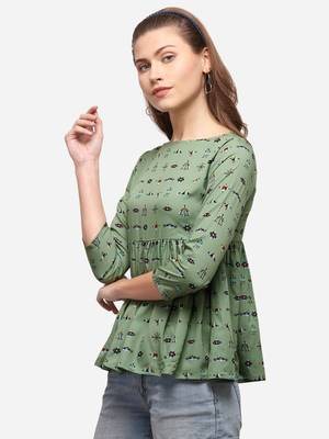 Green printed crepe party-tops 3