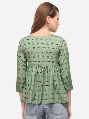 Green printed crepe party-tops 4