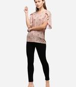 Cream printed crepe party-tops