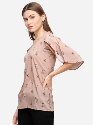 Cream printed crepe party-tops 3