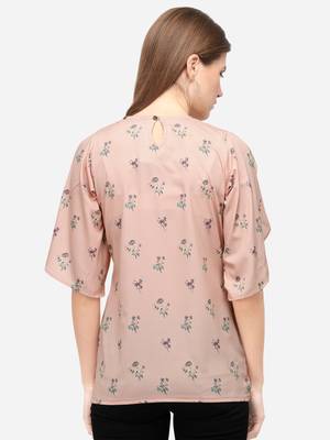Cream printed crepe party-tops 4