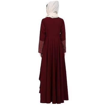 Polka dotted asymmetrical dress abaya- Maroon 4