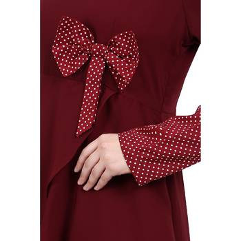 Polka dotted asymmetrical dress abaya- Maroon 5