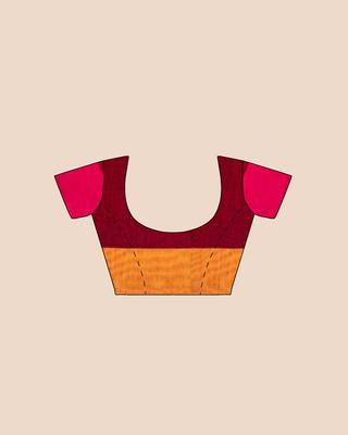Handloom Khadi Ajrakh Leaf Block Print Multicolored Saree with Blouse piece 5