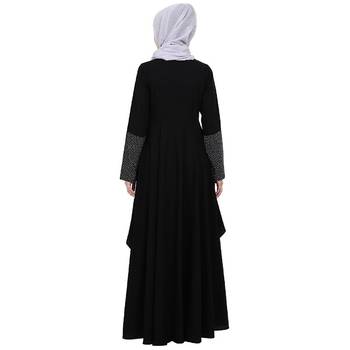 Polka dotted asymmetrical dress abaya- Black 4