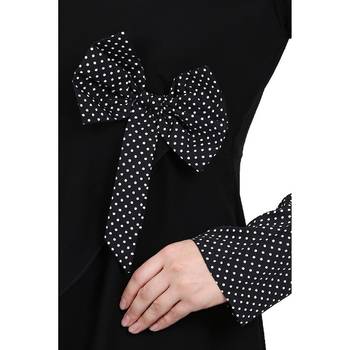 Polka dotted asymmetrical dress abaya- Black 5