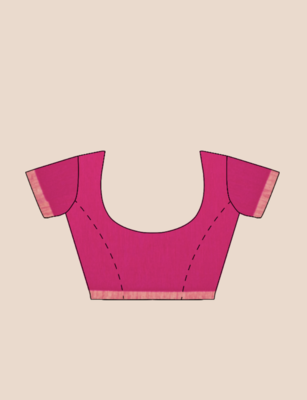 Khadi Handloom Zari Border Saree with Blouse Piece (Fuschia Pink) 6