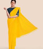 Khadi Handloom Zari Border Saree with Blouse Piece (Yellow)