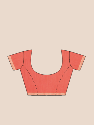 Khadi Handloom Zari Border Saree with Blouse Piece (Peach) 5