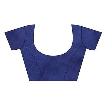 Blue printed khadi saree with blouse 4