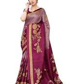 Purple printed khadi saree with blouse