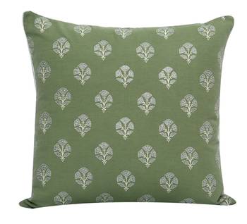 POSA Homes Green Silver Cotton Printed Cushion Cover, Cotton Solid Home Decorative Plain Hand Made Square Pillow Case 1