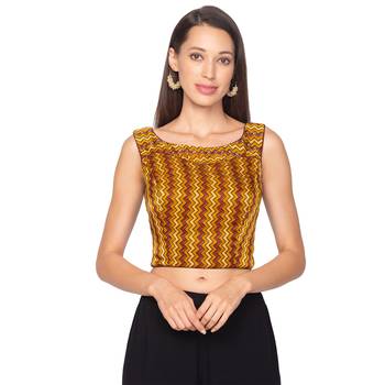 Mustard Yellow silk Readymade Saree Blouse 1
