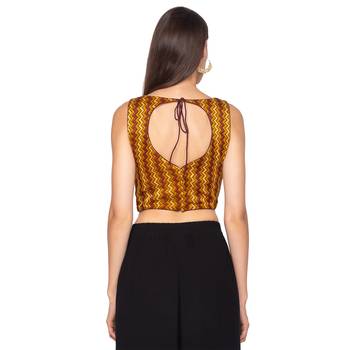 Mustard Yellow silk Readymade Saree Blouse 2