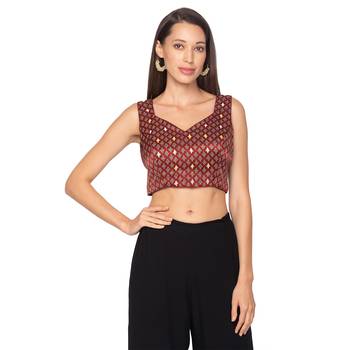 Maroon silk Readymade Saree Blouse 1