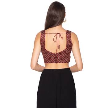Maroon silk Readymade Saree Blouse 2