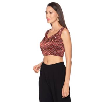Maroon silk Readymade Saree Blouse 3