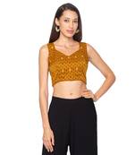 Mustard Yellow silk Readymade Saree Blouse