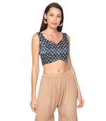 Blue silk Readymade Saree Blouse