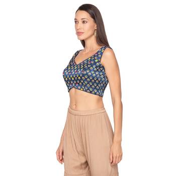 Blue silk Readymade Saree Blouse 3