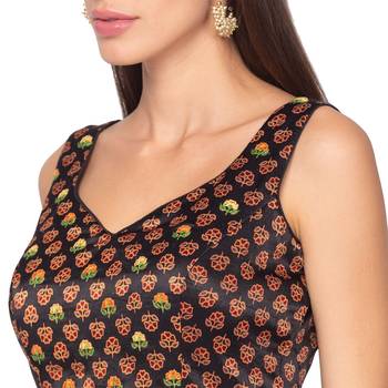 Black silk Readymade Saree Blouse 4