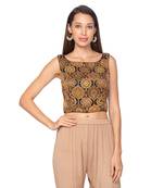 Black silk Readymade Saree Blouse