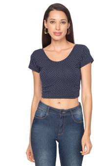 Blue Cotton lycra Readymade Saree Blouse
