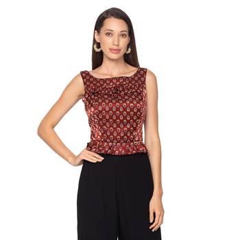 Maroon silk Readymade Saree Blouse 1