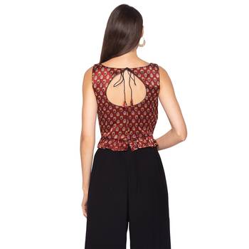 Maroon silk Readymade Saree Blouse 2
