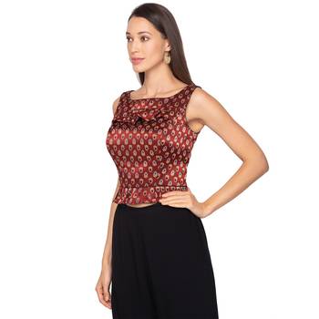 Maroon silk Readymade Saree Blouse 3