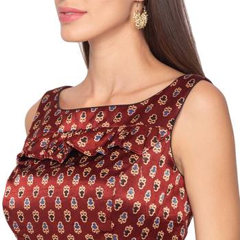 Maroon silk Readymade Saree Blouse 4