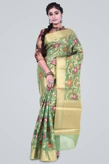 Cotton Silk Banrasi Meena Floral Jaal Saree
