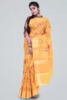 Cotton Silk Banrasi Meena Floral Jaal Saree