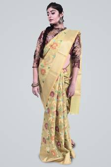 Cotton Silk Banrasi Meena Floral Jaal Saree