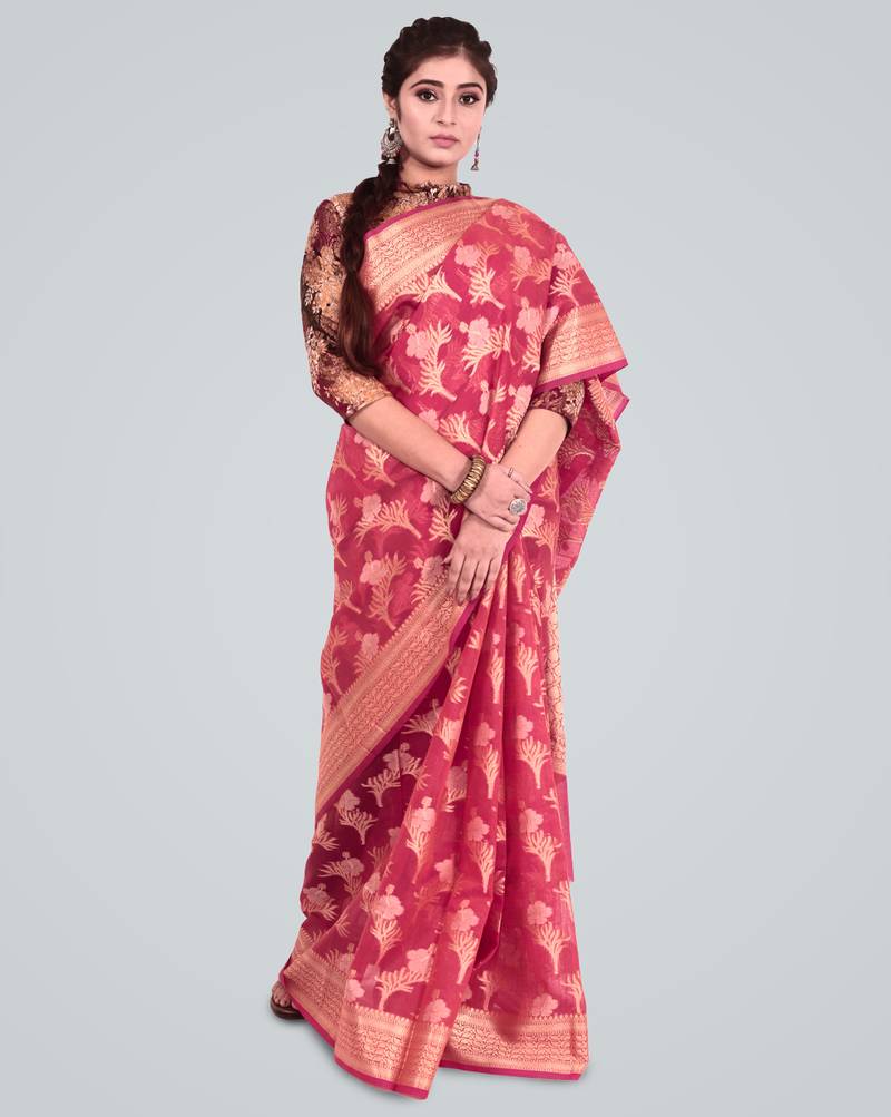 Cotton Silk Banarasi Zari Woven Saree