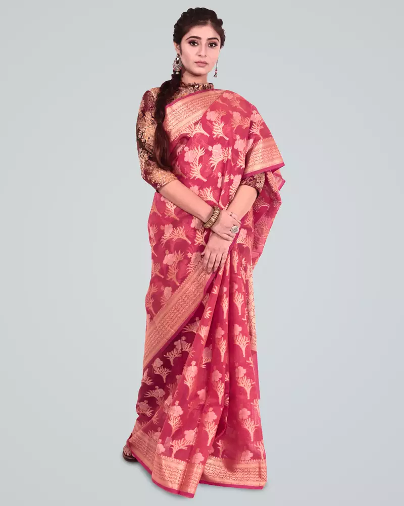Cotton Silk Banarasi Zari Woven Saree