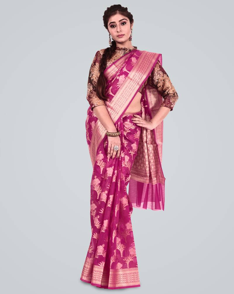 Cotton Silk Banarasi Zari Woven Saree
