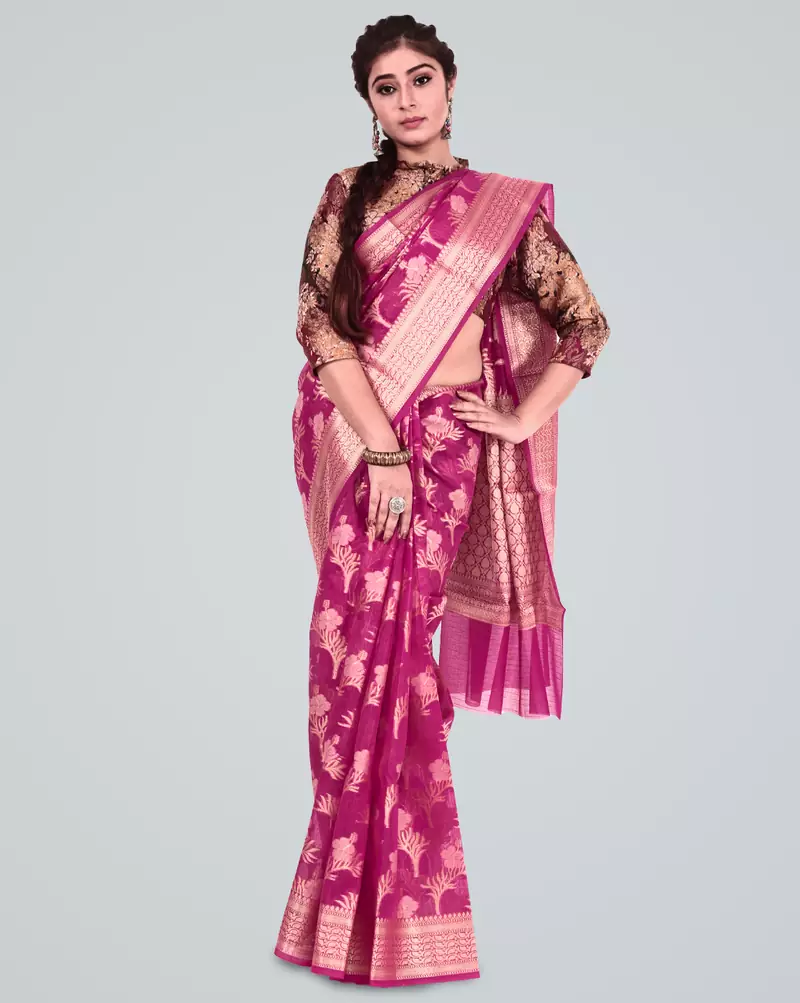 Cotton Silk Banarasi Zari Woven Saree