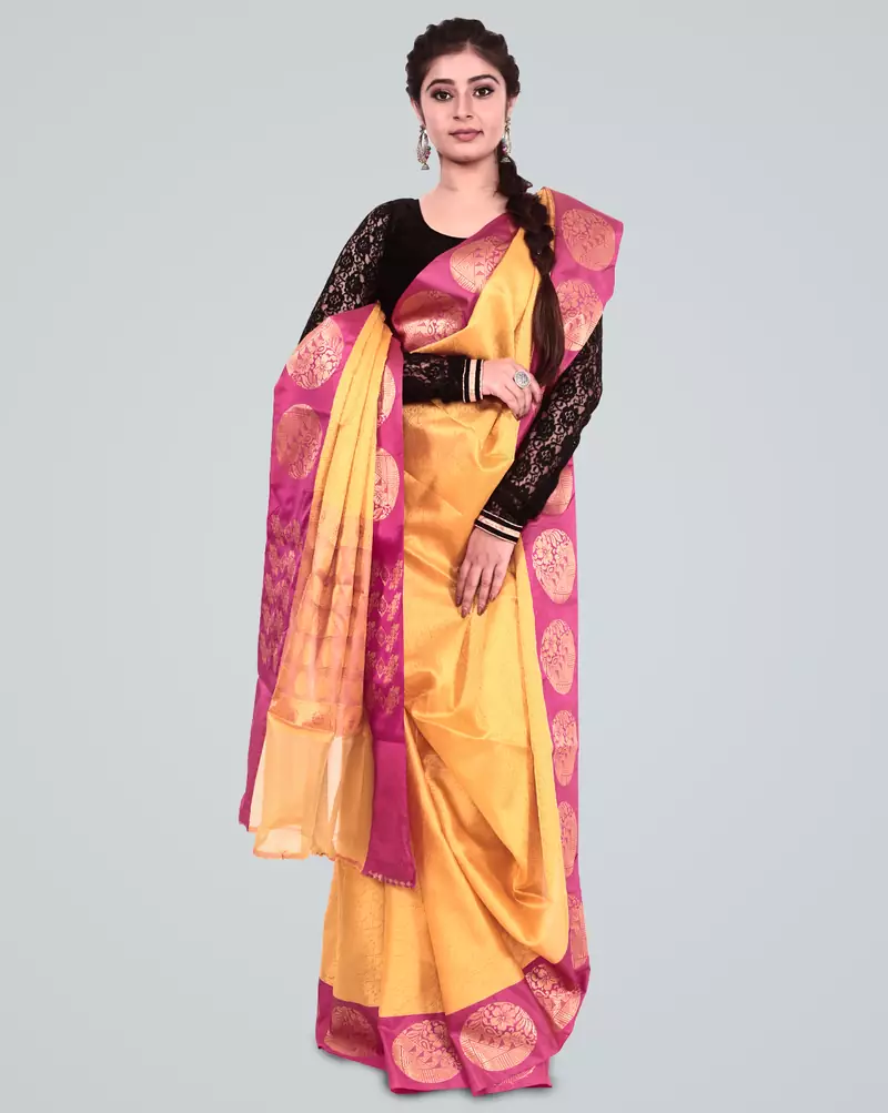 Organza Blend Banarasi Tanchui Satan Border Saree