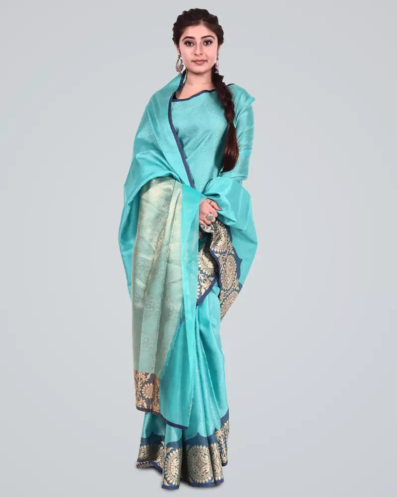 Organza Blend Banarasi Tanchui Satan Border Saree