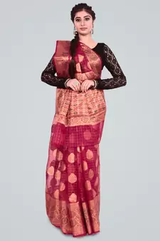 Organza Silk Banarasi Meena Skirt Zari Woven Saree