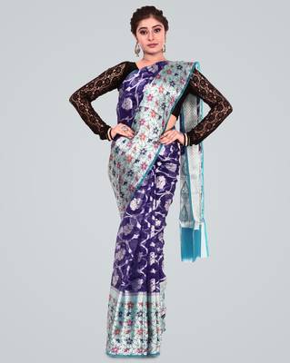 Organza Silk banarasi Meena Skirt Border Saree 1