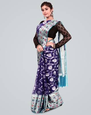 Organza Silk banarasi Meena Skirt Border Saree 2