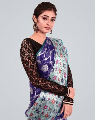 Organza Silk banarasi Meena Skirt Border Saree 3