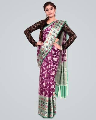 Organza Silk banarasi Meena Skirt Border Saree 1