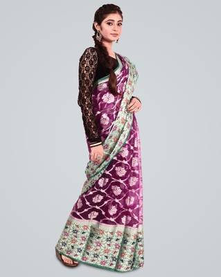Organza Silk banarasi Meena Skirt Border Saree 2